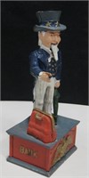 Cast Iron Repro Uncle Sam Coin Bank - 11.5" Tall