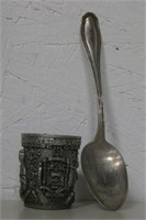 1956 US Naval Academy Shot Glass & USN Spoon