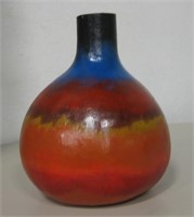 Painted Gourd Native American Vase Signed EJ