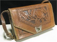 Tooled Leather Purse - 8" Wide