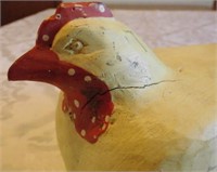 Antique Hand Carved & Painted Wood Chicken