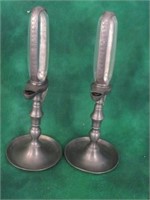 PAIR OF PEWTER ITALIAN OIL LAMPS - MINT CON. 13IN