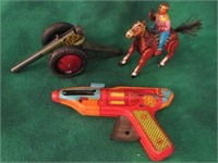 3 PC CANNON INDIAN ON HORSE - J. CHIN SHERIF GUN