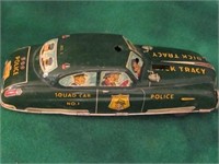 DICK TRACY POLICE CAR - FRICTION TOY - WORKING