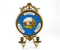 French porcelain ormolu mounted cabinet plate