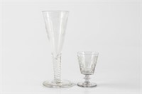 Georgian Jacobite ale glass w/ a wine glass