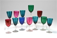 Twelve mixed Georgian & Victorian coloured glasses