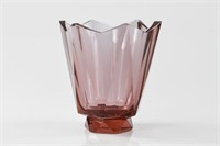 Art Deco Moser rosaline glass pedestal vase
