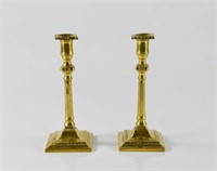 Pair of George III brass candlesticks