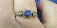 sterling silver blue stone ring - size 6.25
