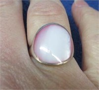 sterling silver pink & white stone ring - size 6