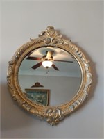 Round Gilded Beveled Mirror