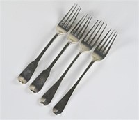 Four Georgian silver dinner forks