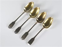 Four 19th C English silver Fiddle tablespoons