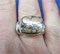 sterling silver stone ring - size 7.5