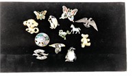 Lot of animal and bug brooches