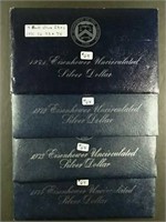 1971, 72, 73 & 74 Eisenhower Silver Unc Dollars
