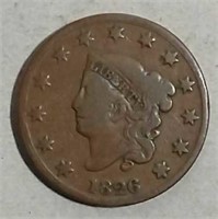 1826 Coronet Large Cent  F