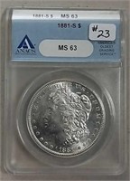 1881-S Morgan Dollar  ANACS MS-63