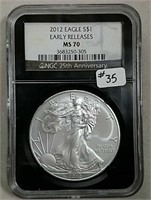 2012 Silver Eagle  NGC MS-70