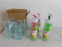 8 count brand new water bottles & cups with straw