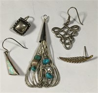 Group Of Sterling Silver Single Earrings