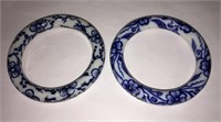 Pair Of Blue Decorated Porcelain Bangle Bracelets