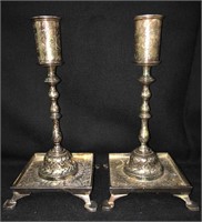 Pair Of Silver Plate India Candle Sticks