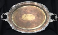 Large Silver Plate Double Handled Platter
