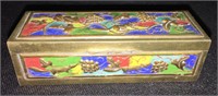 Oriental Brass Enamel Decorated Coin Box