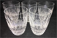 Set Of 5 Waterford Cut Crystal Cups