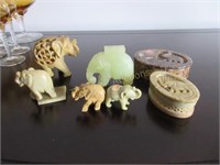 Collection of carved stone elephants