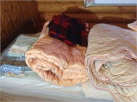 Four quilts, blankets, etc.