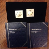 Pair of penny books and pair of Kennedy halves