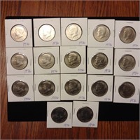 Kennedy half dollar lot (17) all dated 1976