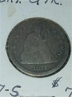 1877 s silver seated quarter