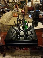 Custom-made horseshoe wine rack