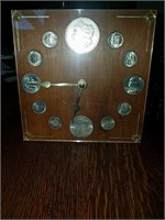 Silver coin collection clock