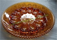 Amber Glass Egg Plate