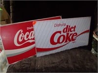 TIN COCA COLA AND DIET COKE SIGNS INSERTS FOR
