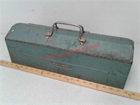 Vintage Powr Kraft metal tool box with tray
