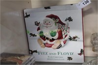 FITZ & FLOYD PLAID CHRISTMAS SANTA CANAPE