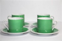 Fitz & Floyd Set of 4 Cups & Saucers. Green