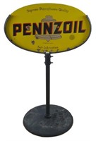 Pennzoil Motor Oil D/S Porcelain Lollipop Sign