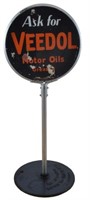 Veedol Motor Oils D/S Porcelain Lollipop Sign