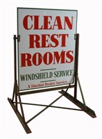 Sinclair  "Clean Restrooms" D/S Porcelain Sign