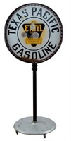 Texas Pacific Gasoline D/S Porcelain Lollipop Sign