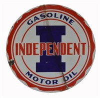 Independent Oil & Gasoline D/S Porcelain Sign