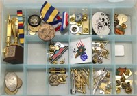 Assorted lot of tins, badges, medals