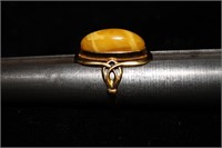 18K Yellow Jasper Ring with Deco Design